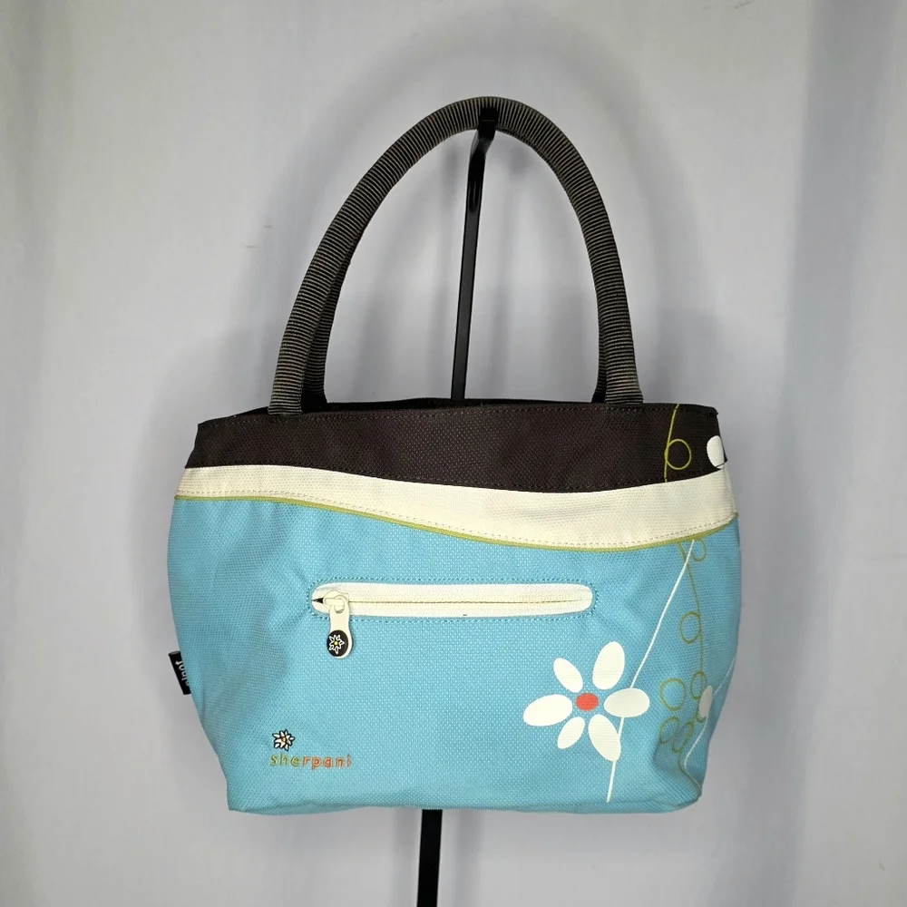 Sherpani Reversible Tote Bag | Floral Blue & Brown | Lightweight Zip Tote - Picture 1 of 4